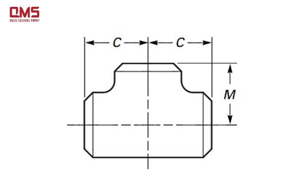 Ảnh minh họa các thông số của tê hàn inox(nguồn: tài liệu ASME B16. 9 phiên bản 2012)